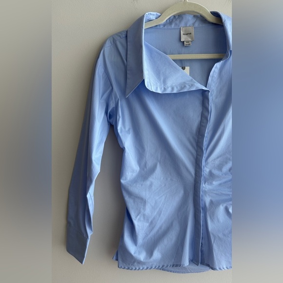 Maeve Asymmetrical Buttondown Shirt, Women’s Sky Blue Blouse, Size XXS - Picture 5 of 16